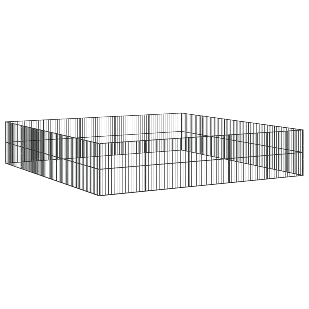 vidaXL Corralito para perros con 4 paneles acero galvanizado negro