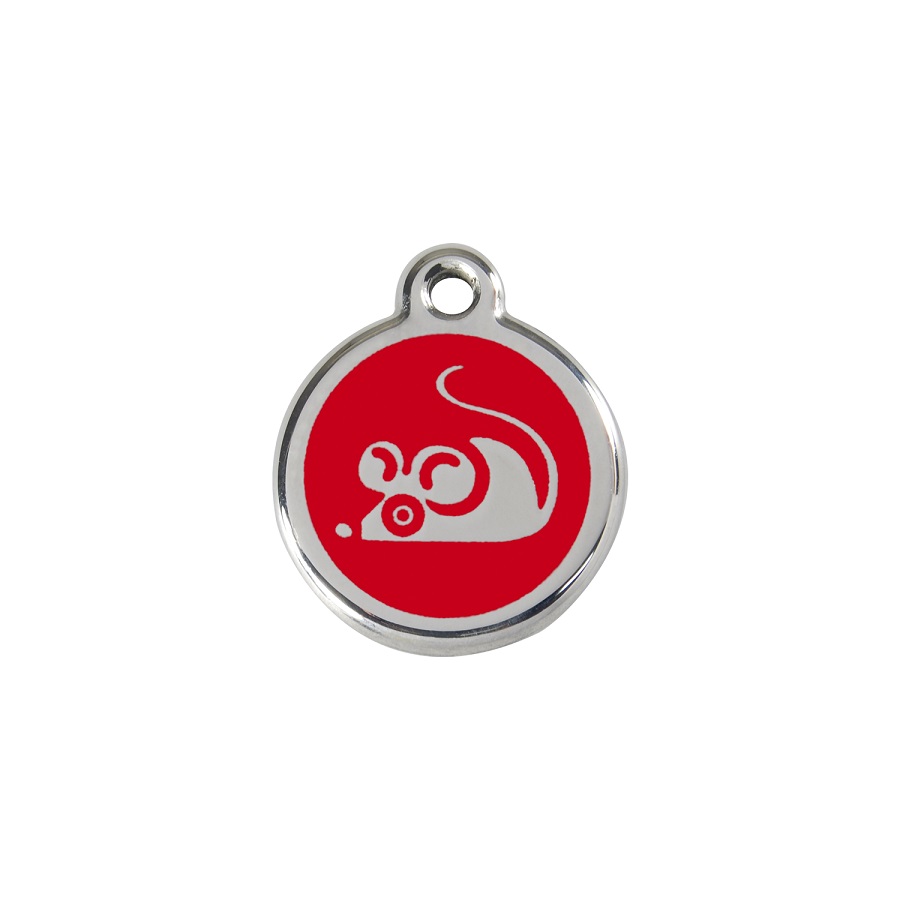 Placa identificativa Acero Inoxidable Esmalte Ratón Rojo para gatos