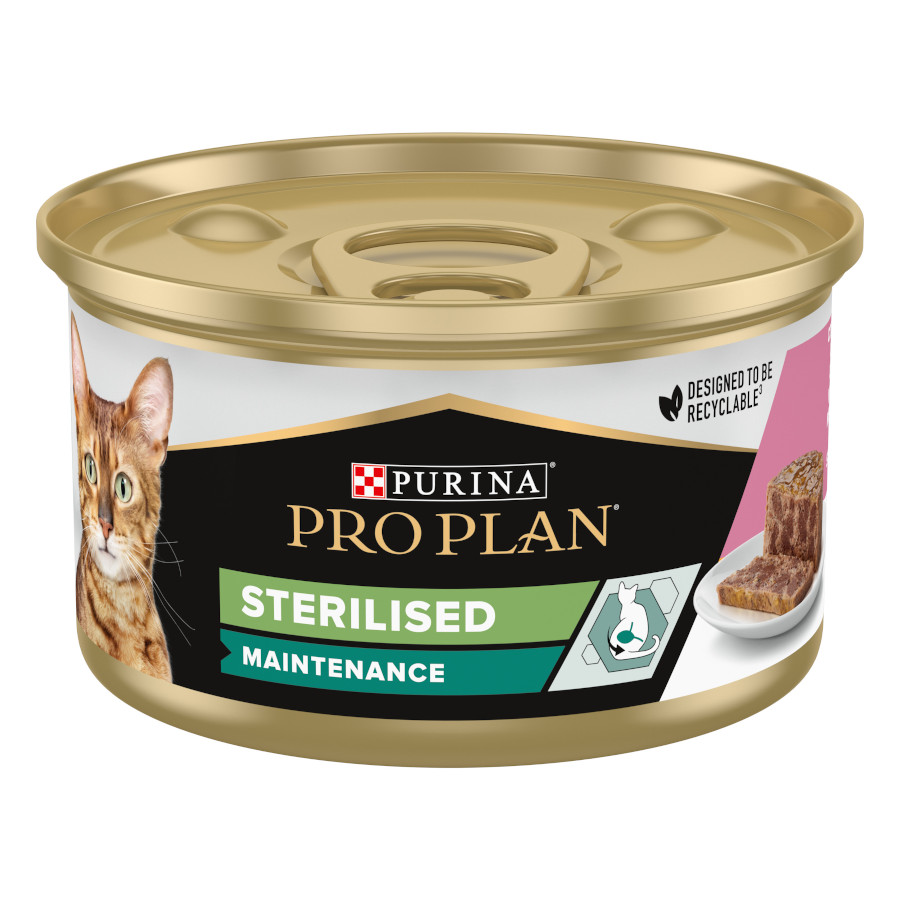 85 g Pro Plan Sterilised Maintenance Terrina con atún y salmón para gatos