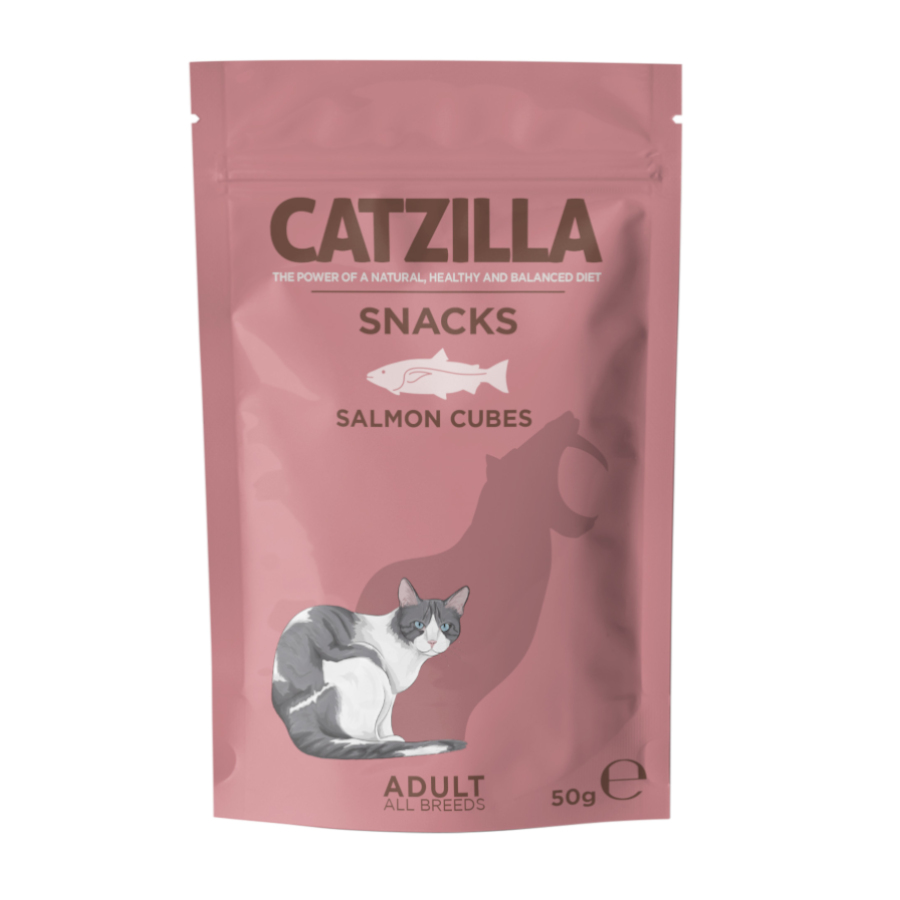 2 bolsitas x 50 g Catzilla Dados Piccolinis de Salmón para gatos ¡Pack Ahorro!