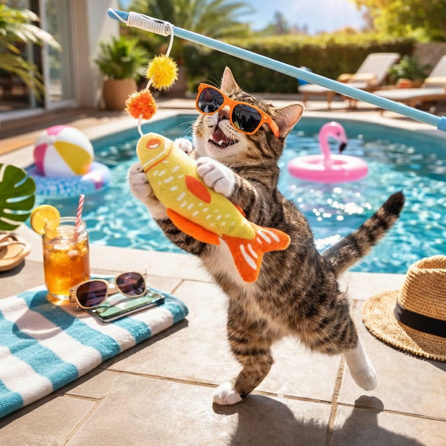 Summer Vibes Caña de Pescar Juguete para gatos
