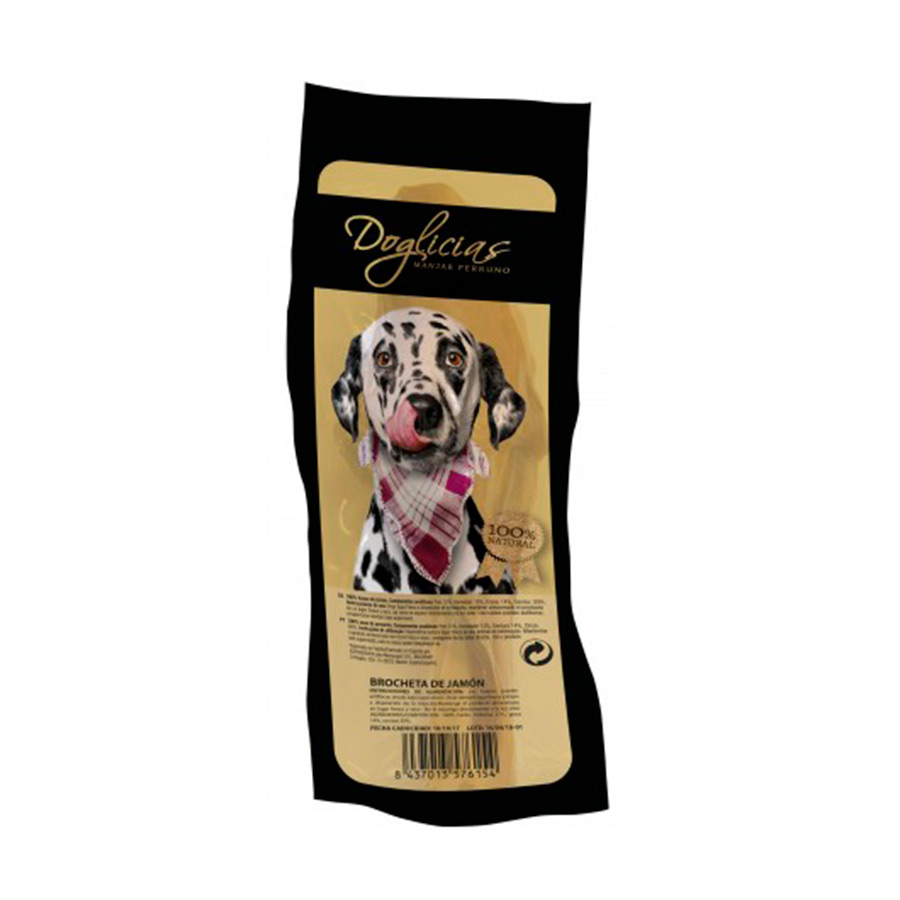 Snack para perros Doglicias brocheta 100% jamn