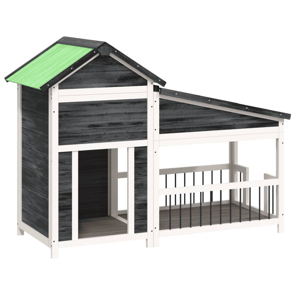 vidaXL Caseta para perros madera maciza de pino gris 143×60,5×109 cm