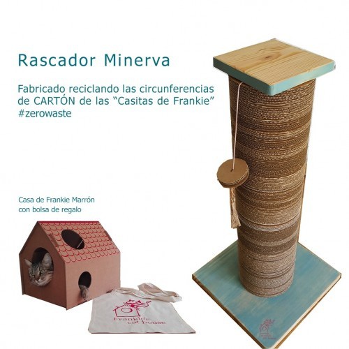Rascador ecológico Minerva color Marrón, turquesa y madera, , large image number null