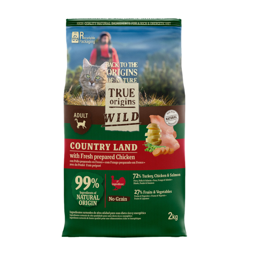 2 kg True Origins Wild Adult Pollo y Pavo Pienso para gatos