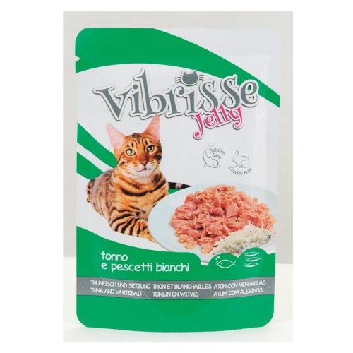 70 g Vibrisse Jelly Atún y Pescado Blanco en gelatina sobre para gatos