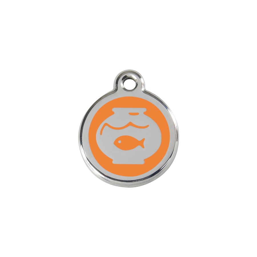 Placa identificativa Acero Inoxidable Esmalte Pecera Naranja para gatos