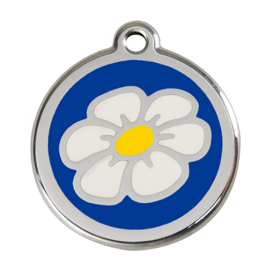 Placa identificativa Acero Inoxidable Esmalte Margarita Azul para perros