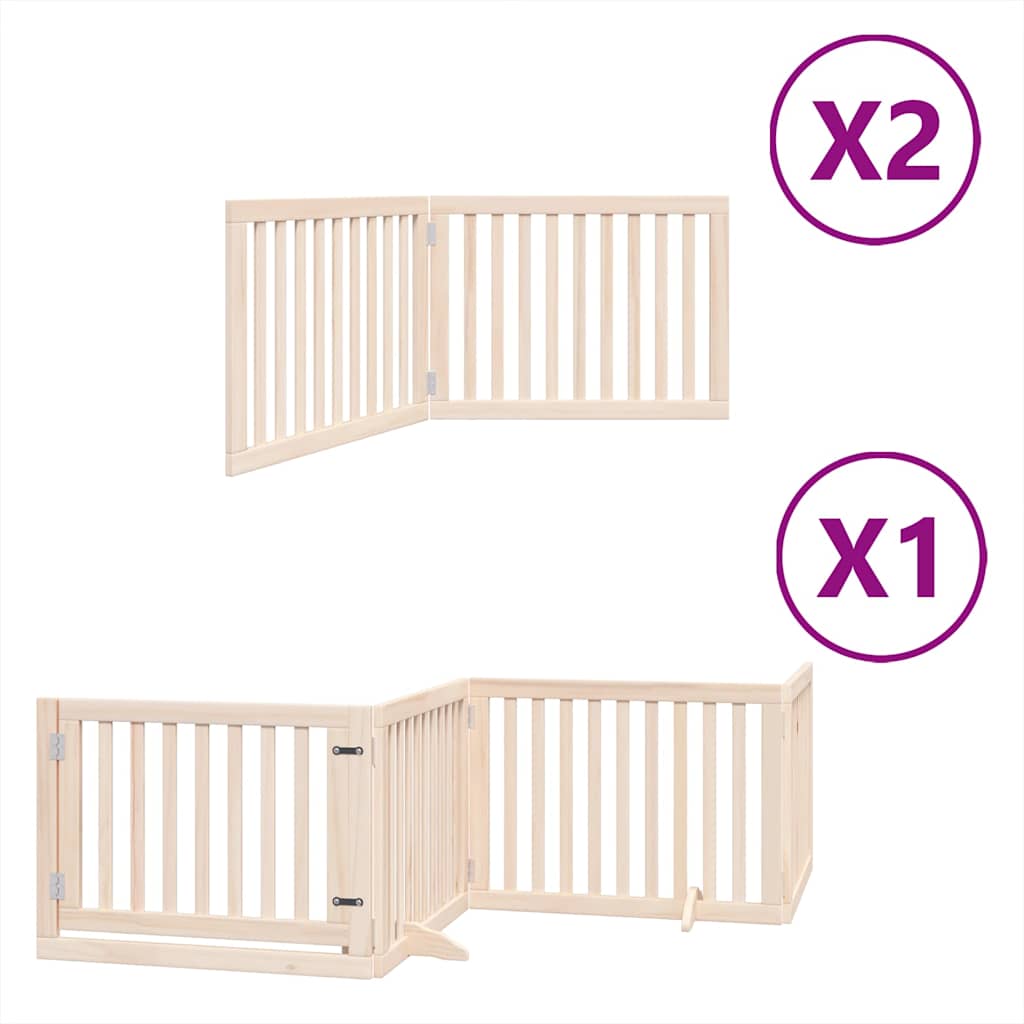 vidaXL Puerta para perros plegable 8 paneles madera de álamo 640 cm