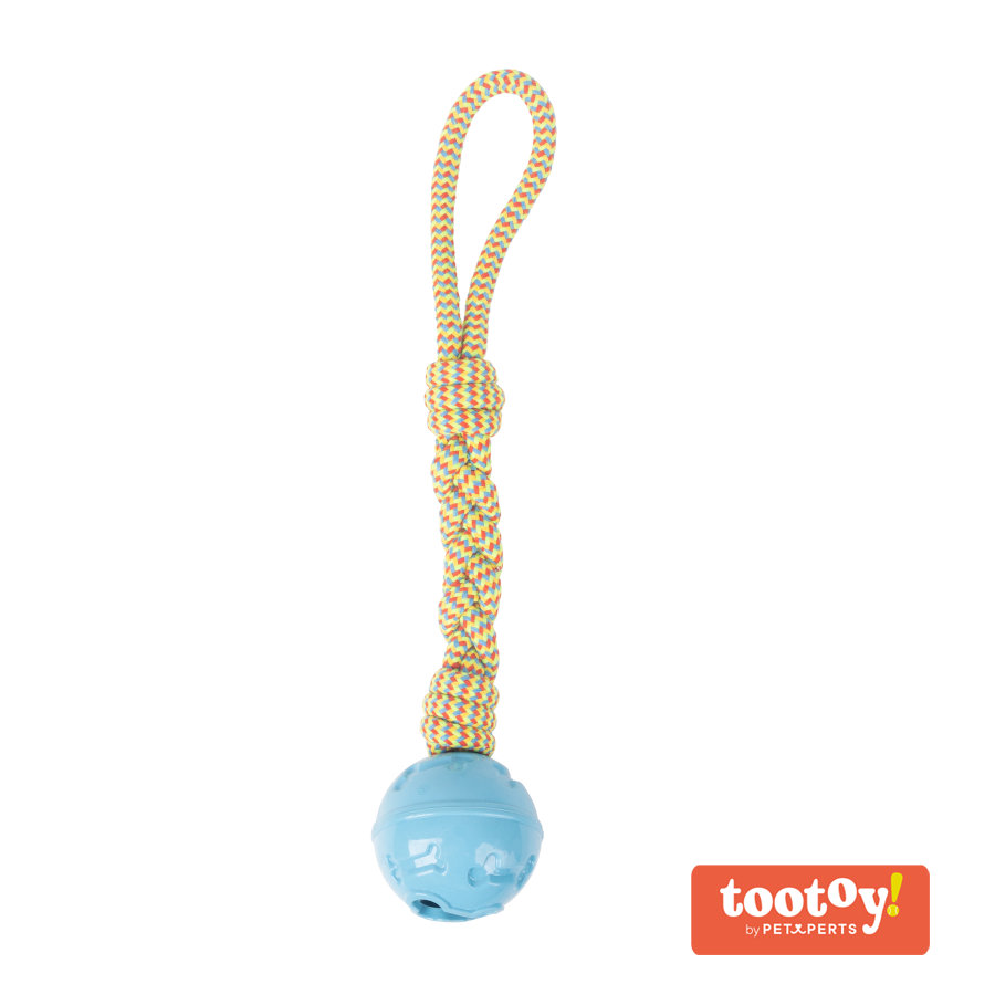 Tootoy! Pull Rope & Treatball Azul pelota con cuerda y portapremios para perros