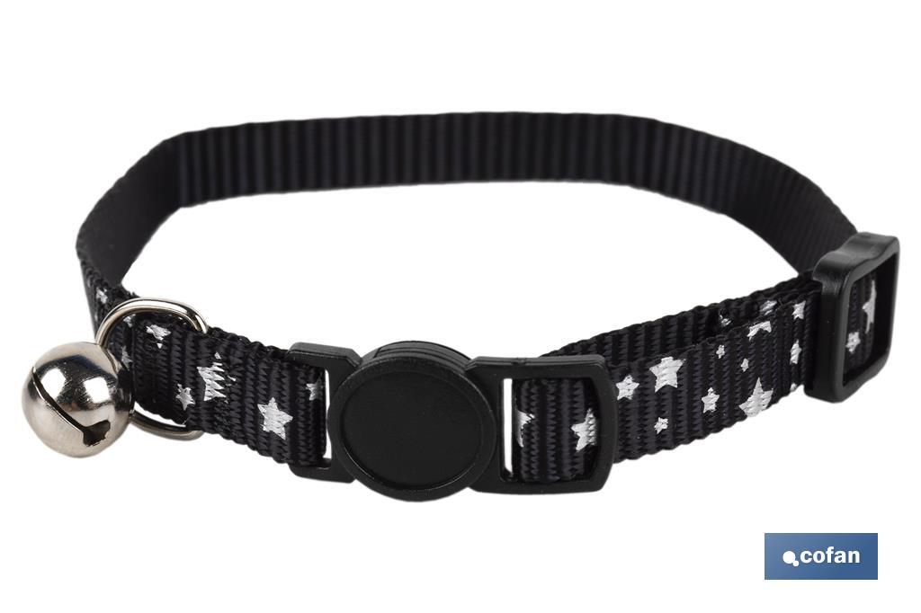 Collar para Gatos con Cascabel | Medidas: 1 cm x 32 cm cm | Color Negro