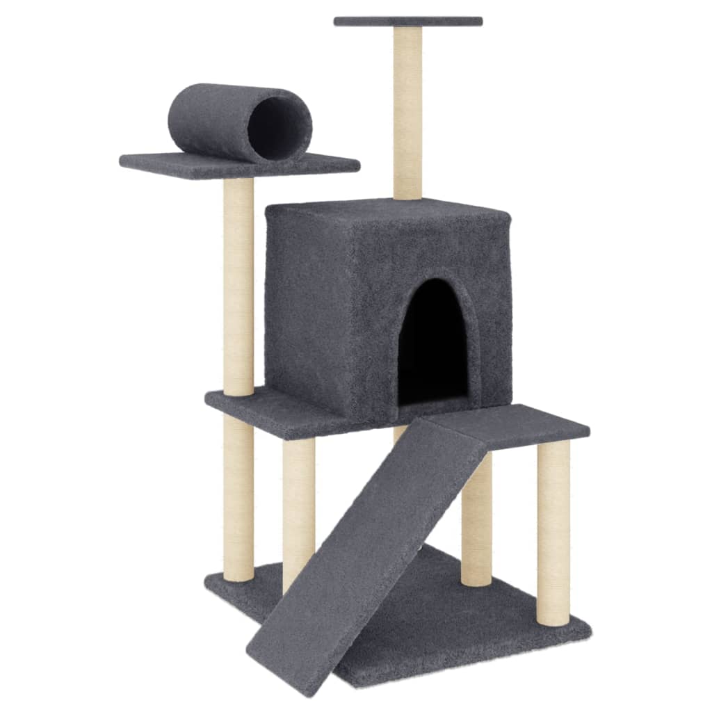 VidaXL Rascador para gatos con postes de sisal gris oscuro 110,5 cm
