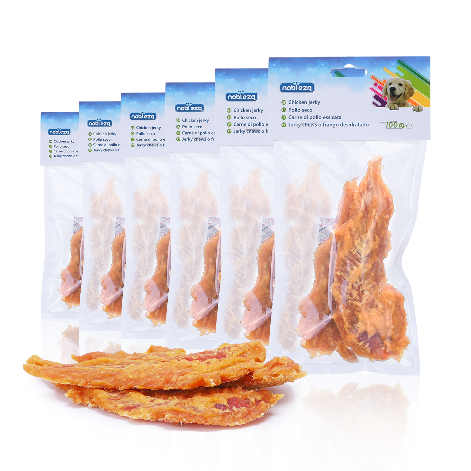 Nobleza – Premios para Perros, Golosina natural para perros con cecina de pollo, mordeduras de carne de pechuga de pollo premium, golosinas para