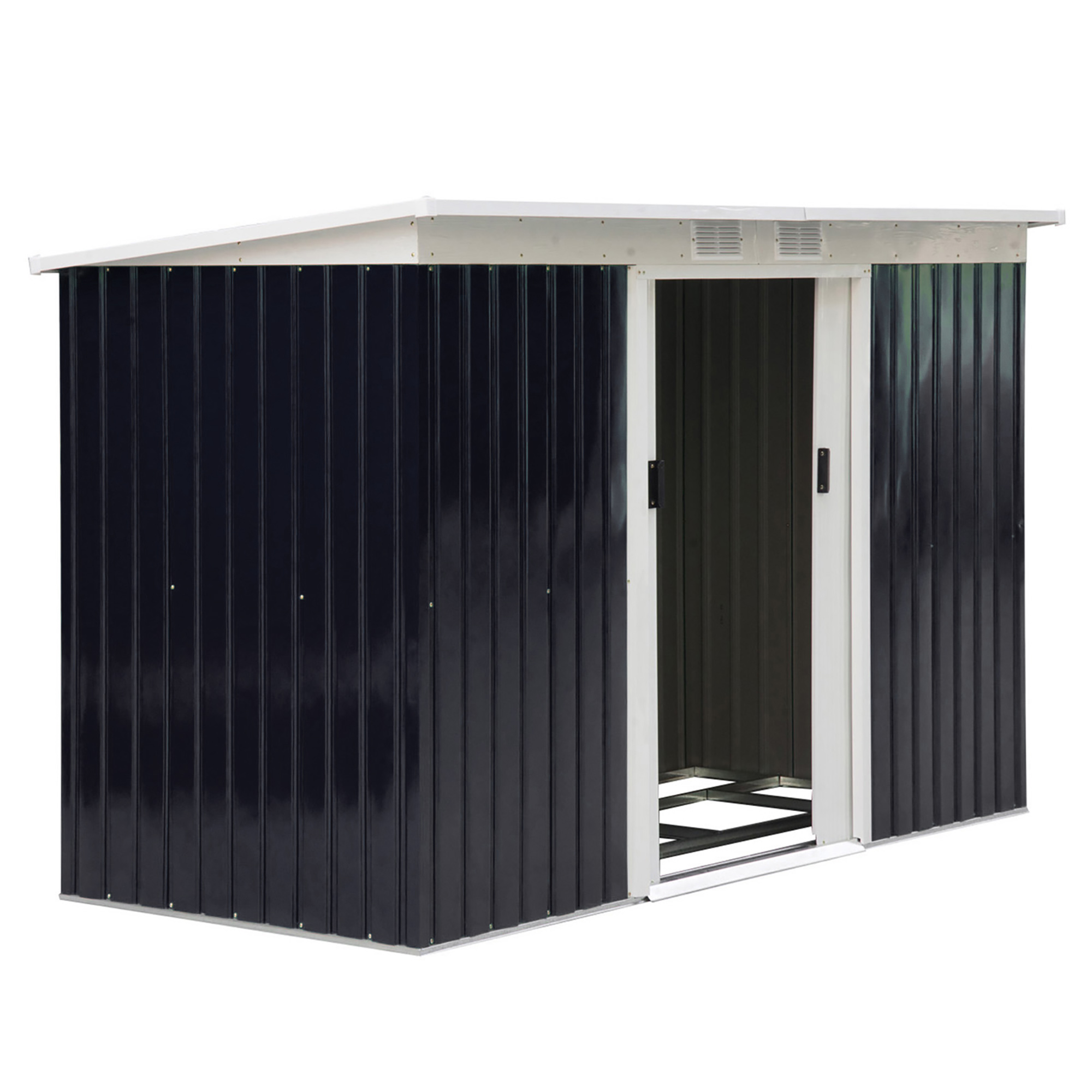 Outsunny Caseta de Exterior Metálica para Almacenamiento de Herramientas con 2 Puertas Correderas y 2 Orificios de Ventilación Gris Oscuro