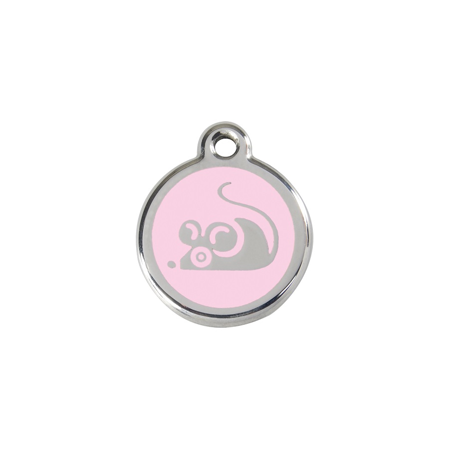 Placa identificativa Acero Inoxidable Esmalte Ratón Rosa para gatos