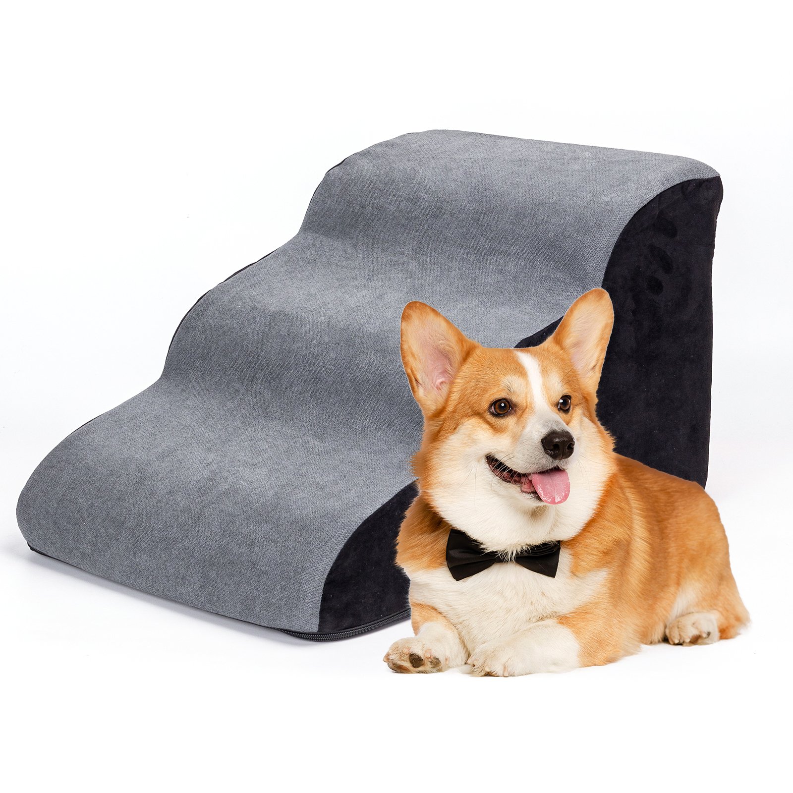 Nobleza Escalera para Perro, Rampa para Mascotas de Espuma de Alta Densidad, Escalera perro Cama de 3 Escalones para Camas altas, Adecuado para Gatos