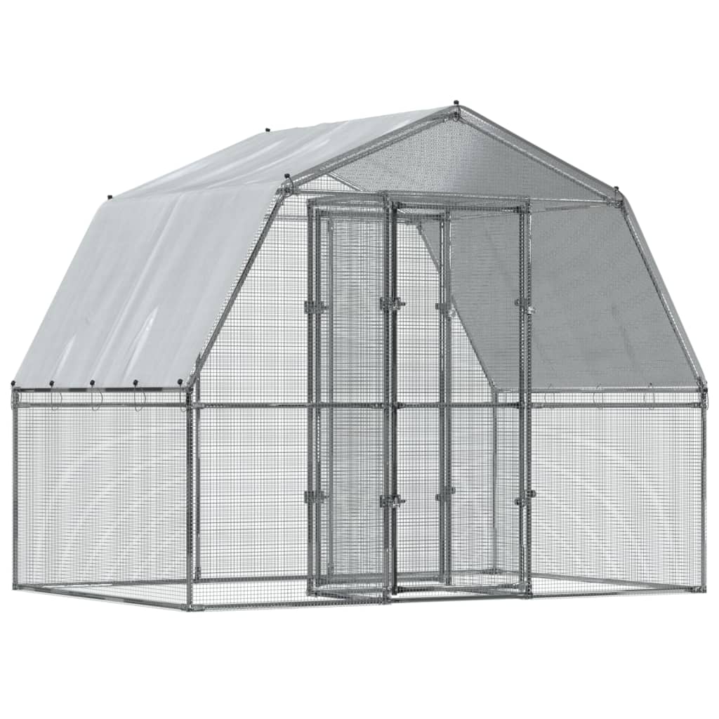 VidaXL Gallinero con techo y puerta 2 uds acero galvanizado plateado