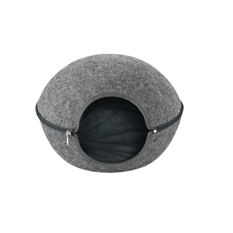 Leeby Cama Cueva Fieltro Gris para gatos
