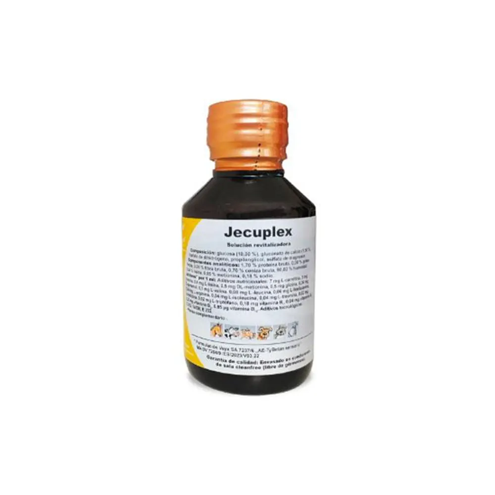 Jecuplex 100 ml solución revitalizadora para mejorar el estado nutricional y metabólico de diversas especies animales Hifarmax