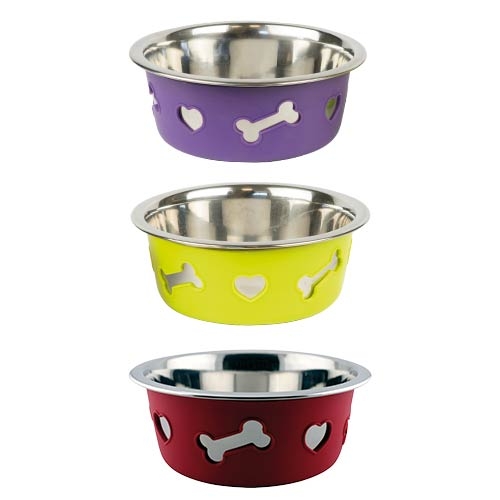 Comedero acero inox.  Silicon Bowl ROJO