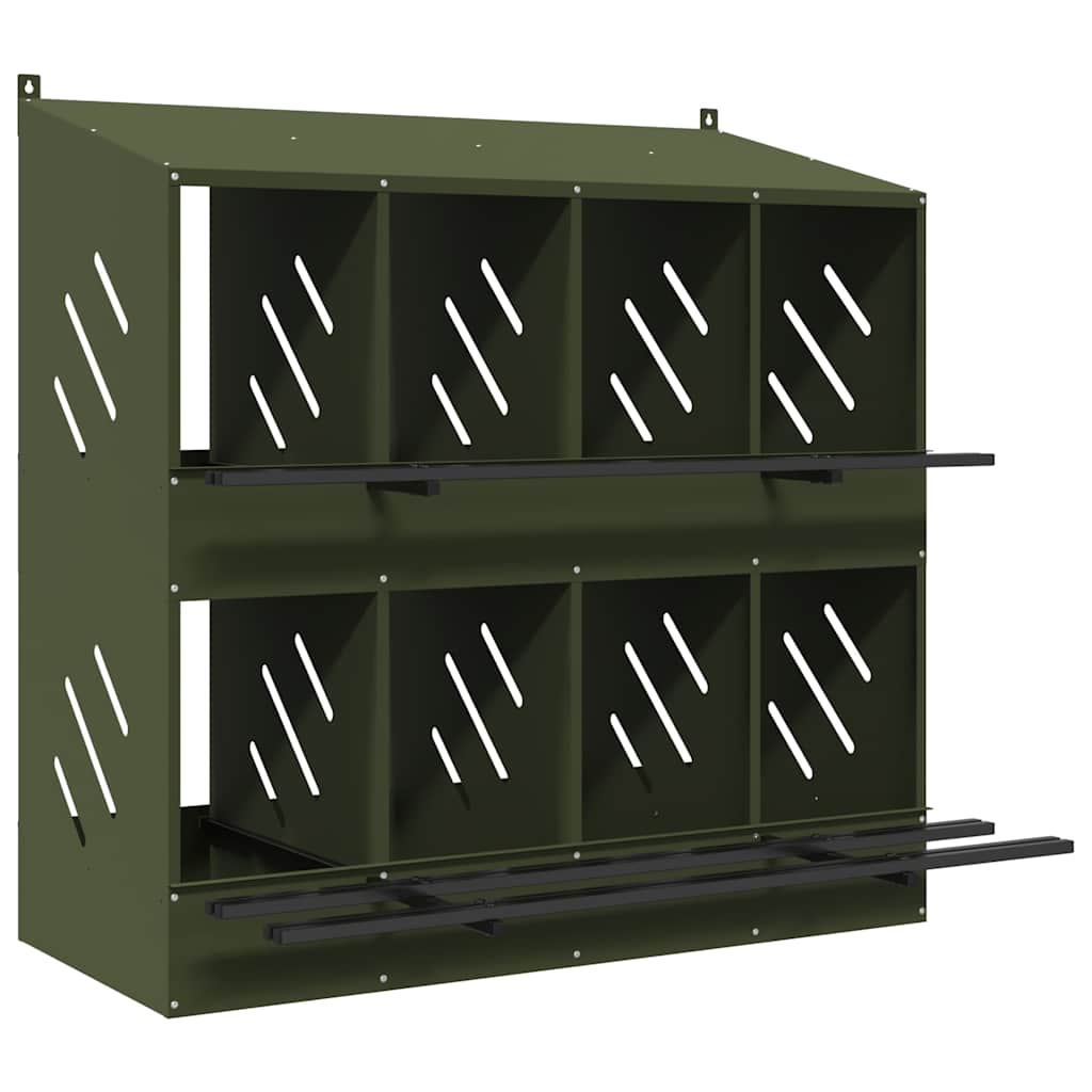 vidaXL Nido para gallinas con 6 compartimentos de metal verde oliva