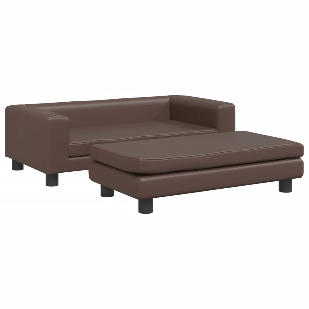 vidaXL Cama de perros con extensión cuero sintético marrón 100x50x30cm