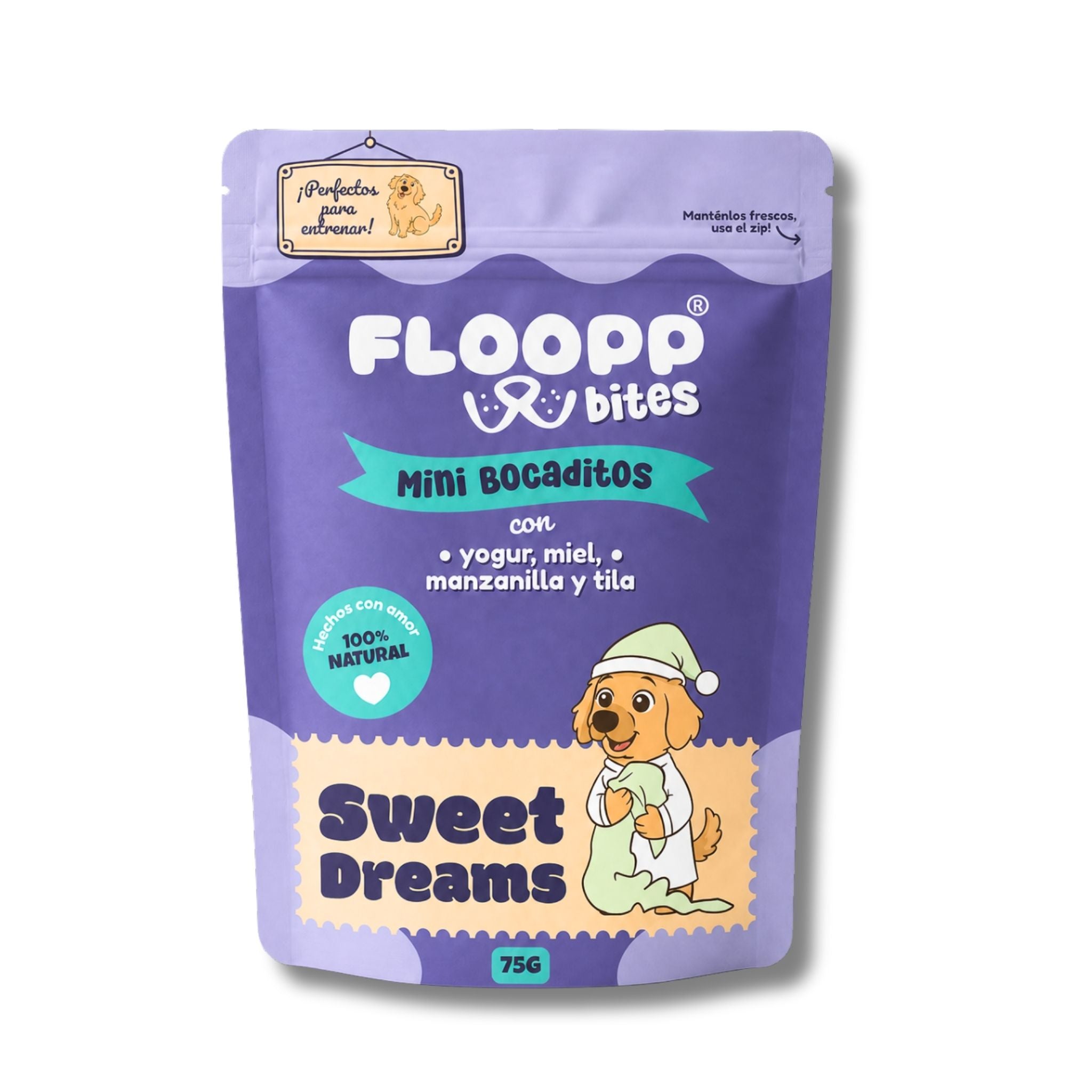 Floopp Bites Snacks Relajantes para Perros | Manzanilla y Tila | 75 g
