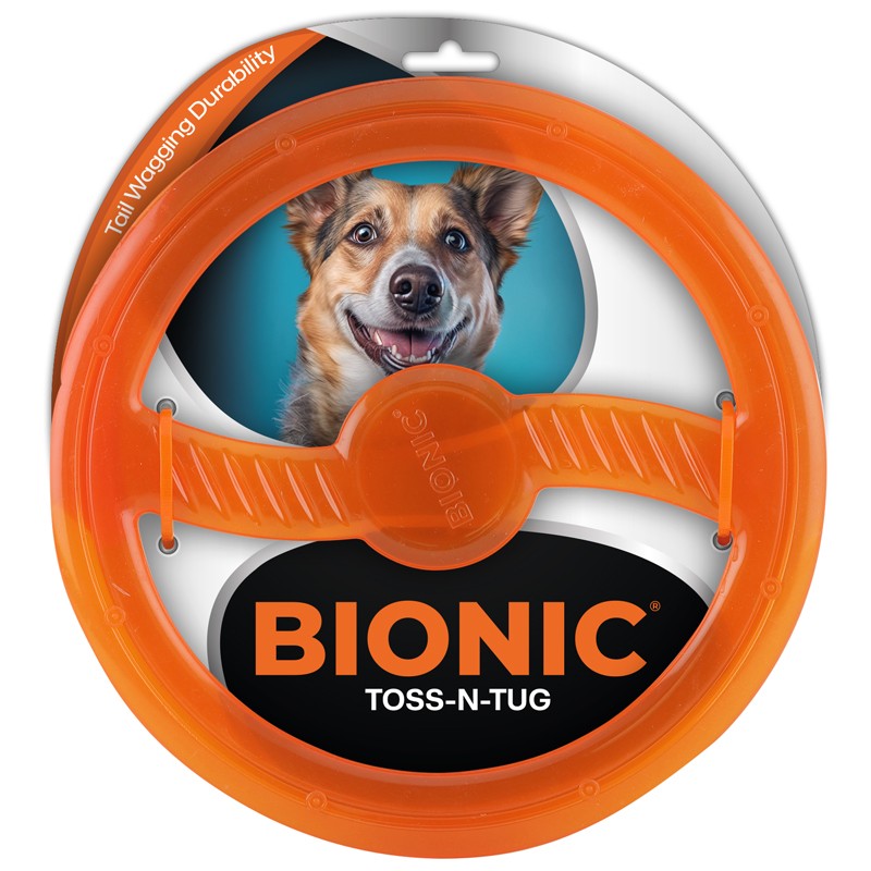 juguete interactivo para perros BIONIC Toss-N-Tug Ring, 22,7 cm