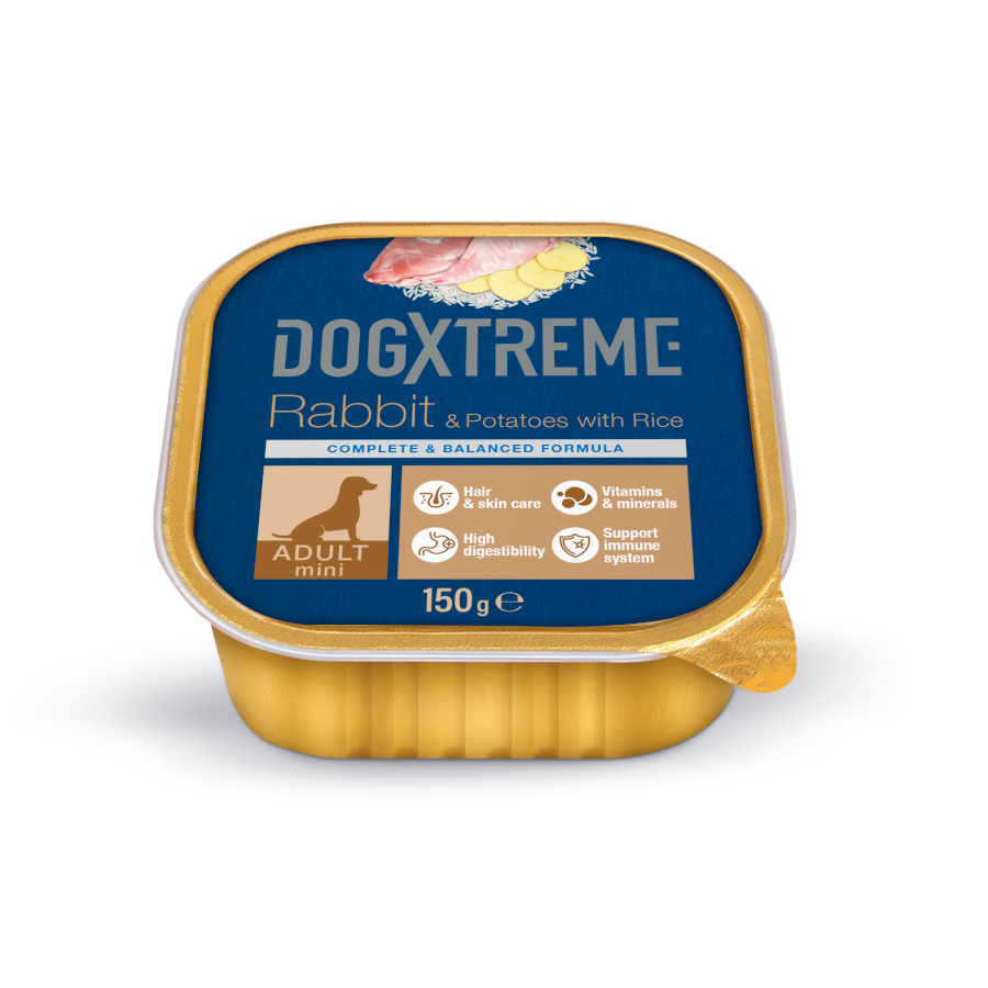 150 g Dogxtreme Adult Mini Conejo con Patatas y Arroz tarrina para perros