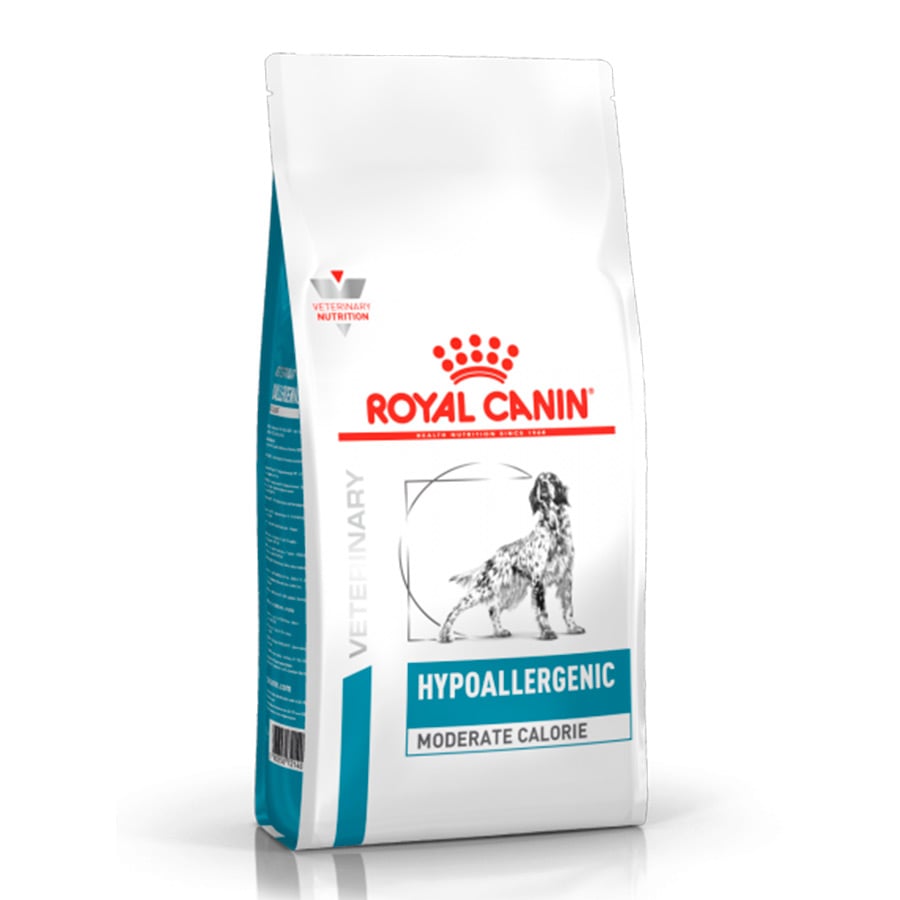 2 x 14 kg Royal Canin Veterinary Hypoallergenic Moderate Calorie pienso para perros ¡Pack ahorro!