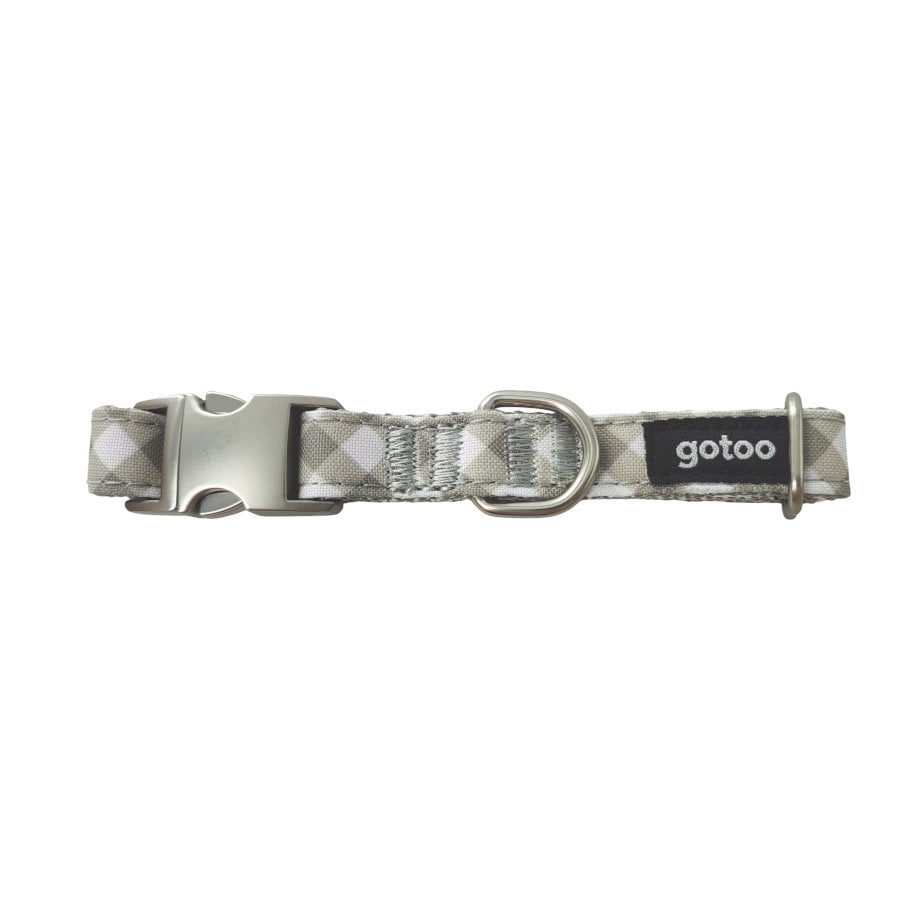 Gotoo Collar estampado cuadro vichy gris para perros
