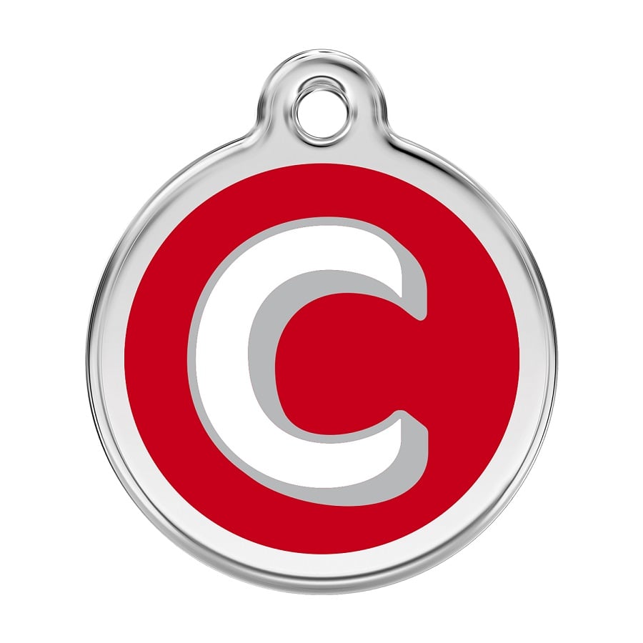 Placa identificativa Acero Inoxidable Esmalte Alfabeto Letra C Rojo para perros
