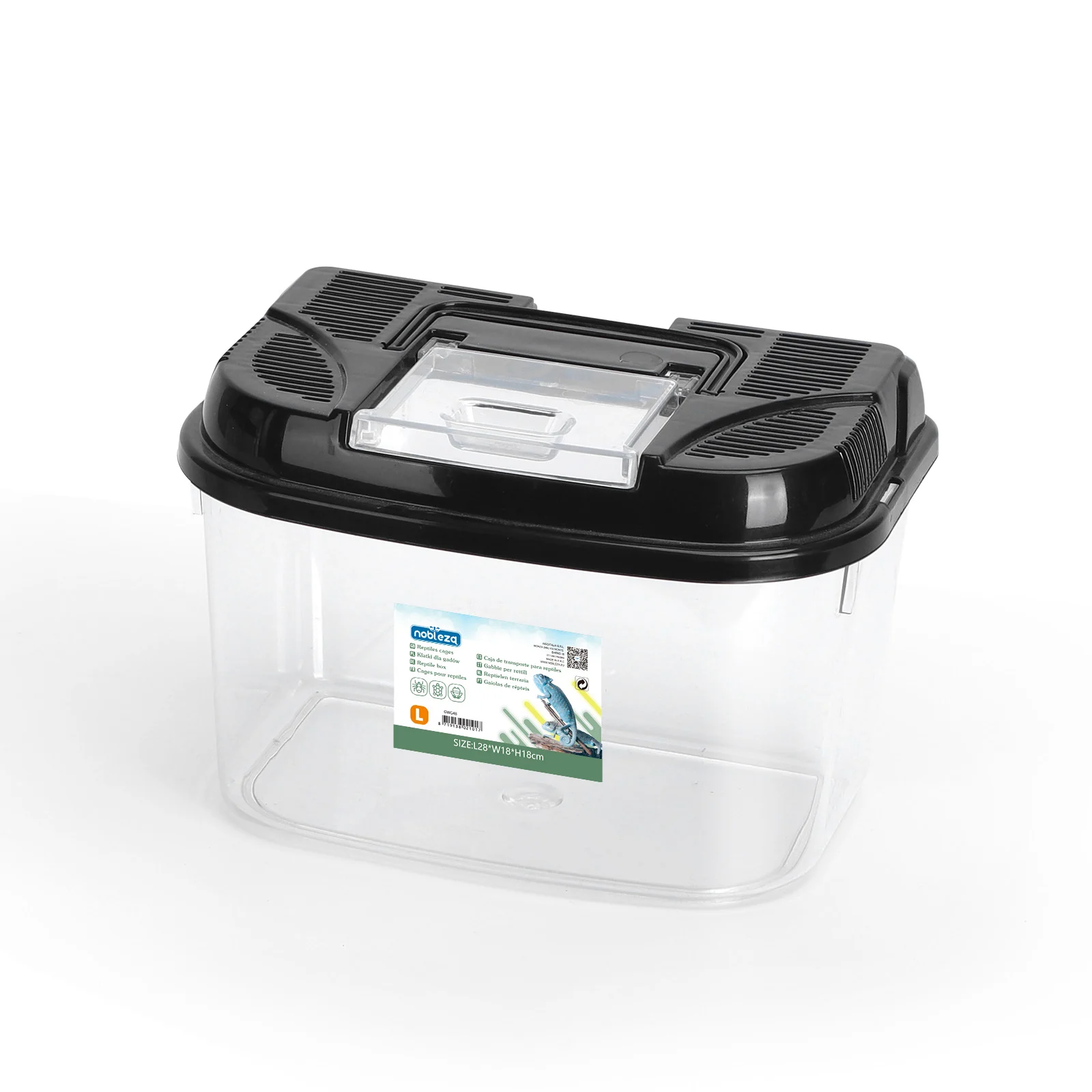 Nobleza Caja de Alimentación de Reptiles y Anfibios,Terrario de Plástico Transparente, Diseño de Ventilación y Prevención de Escape,Talla