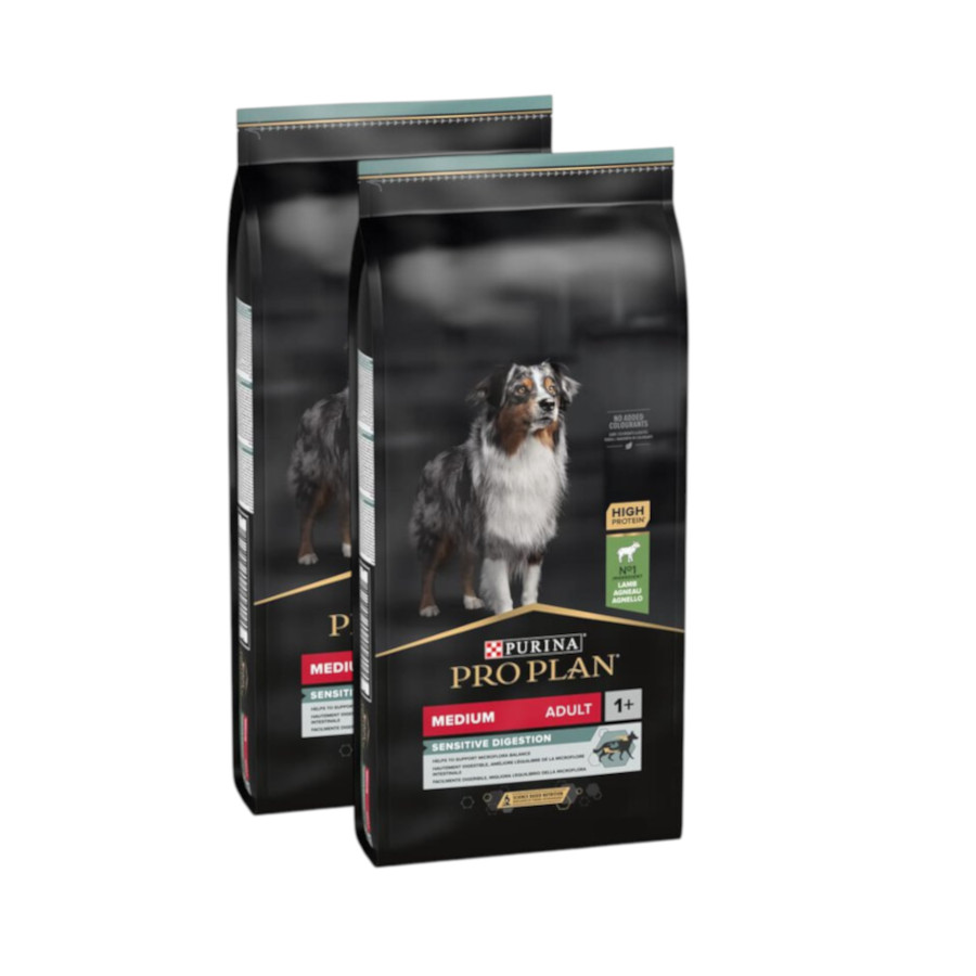 2 x 14 kg Pro Plan Adult Medium Digestión Cordero pienso para perros ¡Pack ahorro!