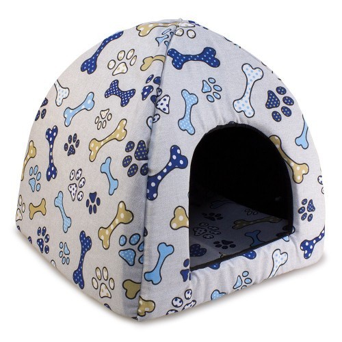Casa iglú Huesos y huellas para perros y gatos color Azul, , large image number null