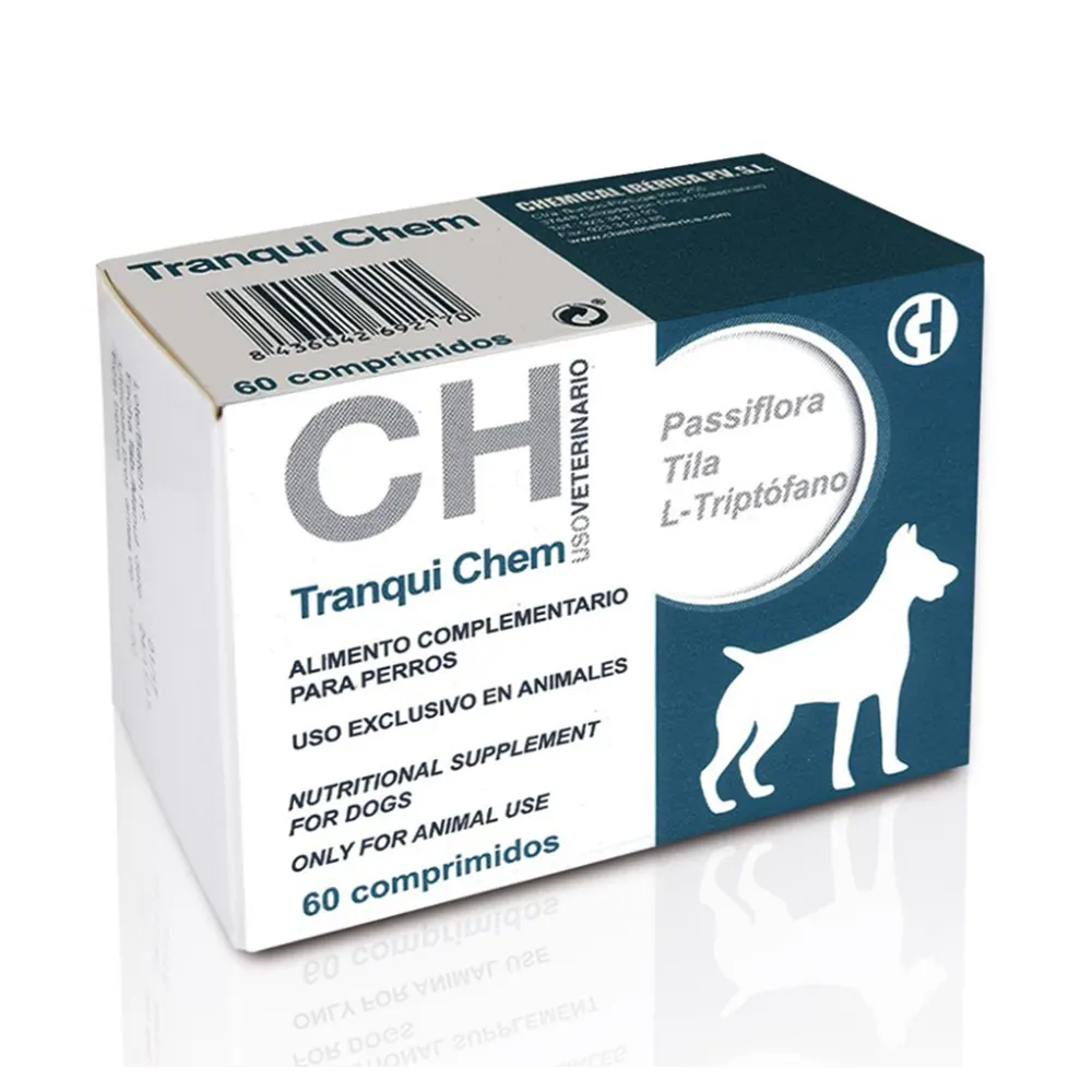 Tranqui Chem 60 comprimidos suplemento natural tranquilizante para perros Chemical Ibérica