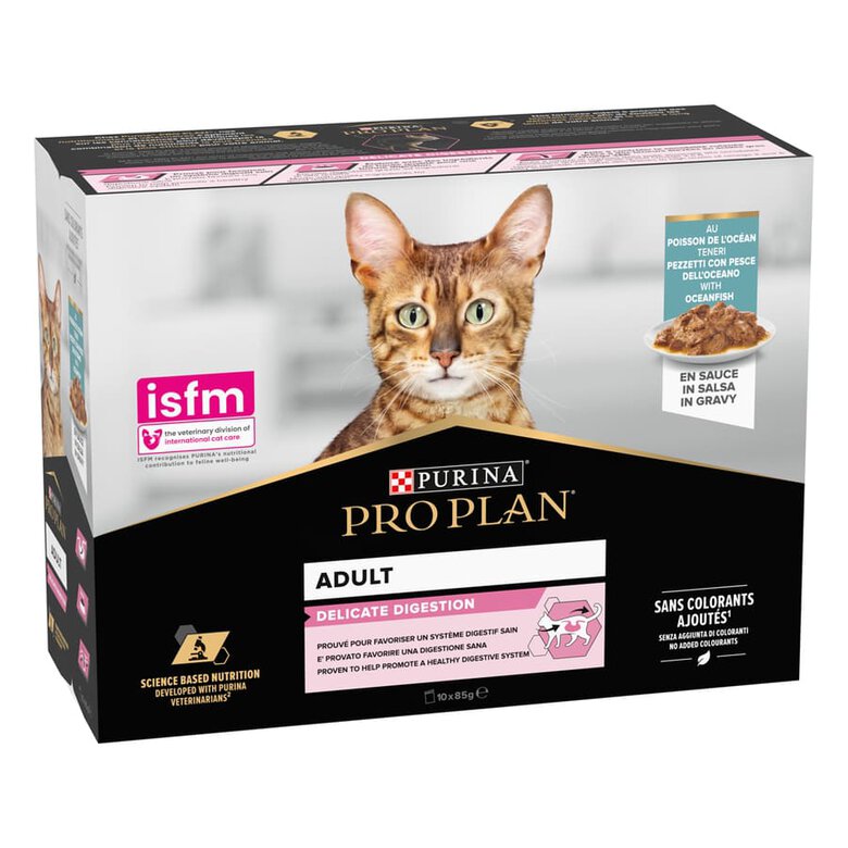 Purina Pro Plan – Comida húmeda para gatos adultos Purina Pro Plan Delicate Digestion pescado en salsa 10 x 85 g. 850 g