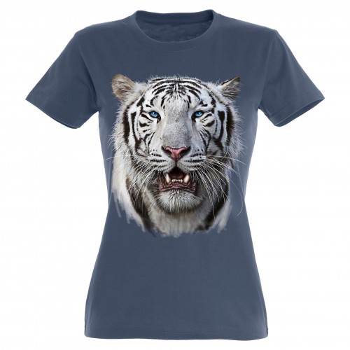 Camiseta Mujer Cabeza Tigre Blanco color Azul, , large image number null