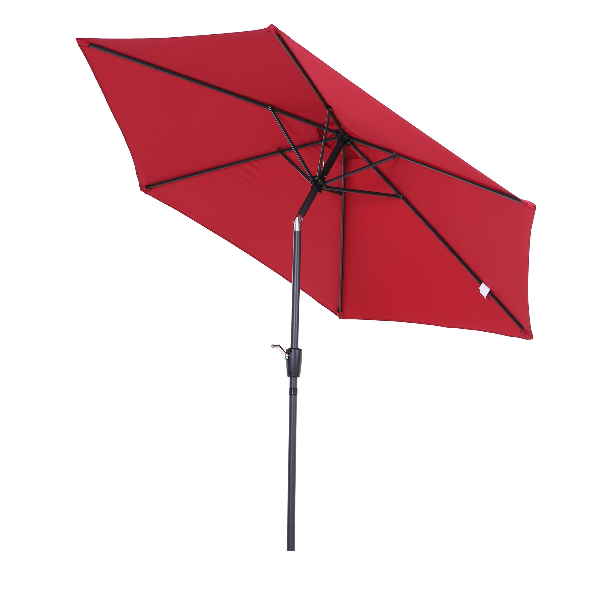 Outsunny Sombrilla para Jardín Ø260×235 cm Parasol de Aluminio con Reclinable con Manivela y 6 Varillas para Terraza Exterior Balcón Rojo