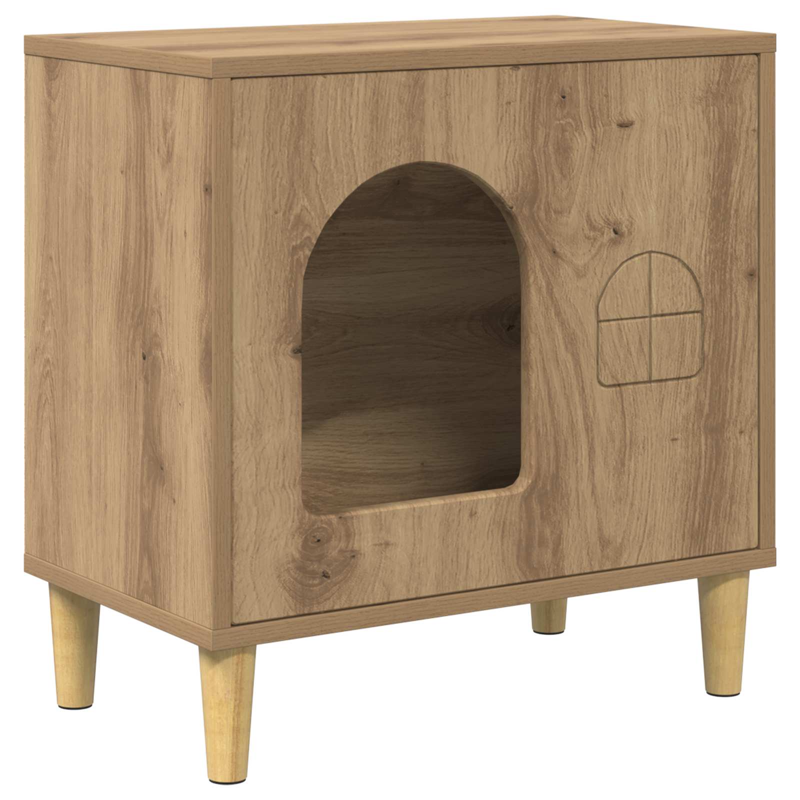vidaXL Casa para Gatos Roble Artesanal 51 x 30 x 52 cm