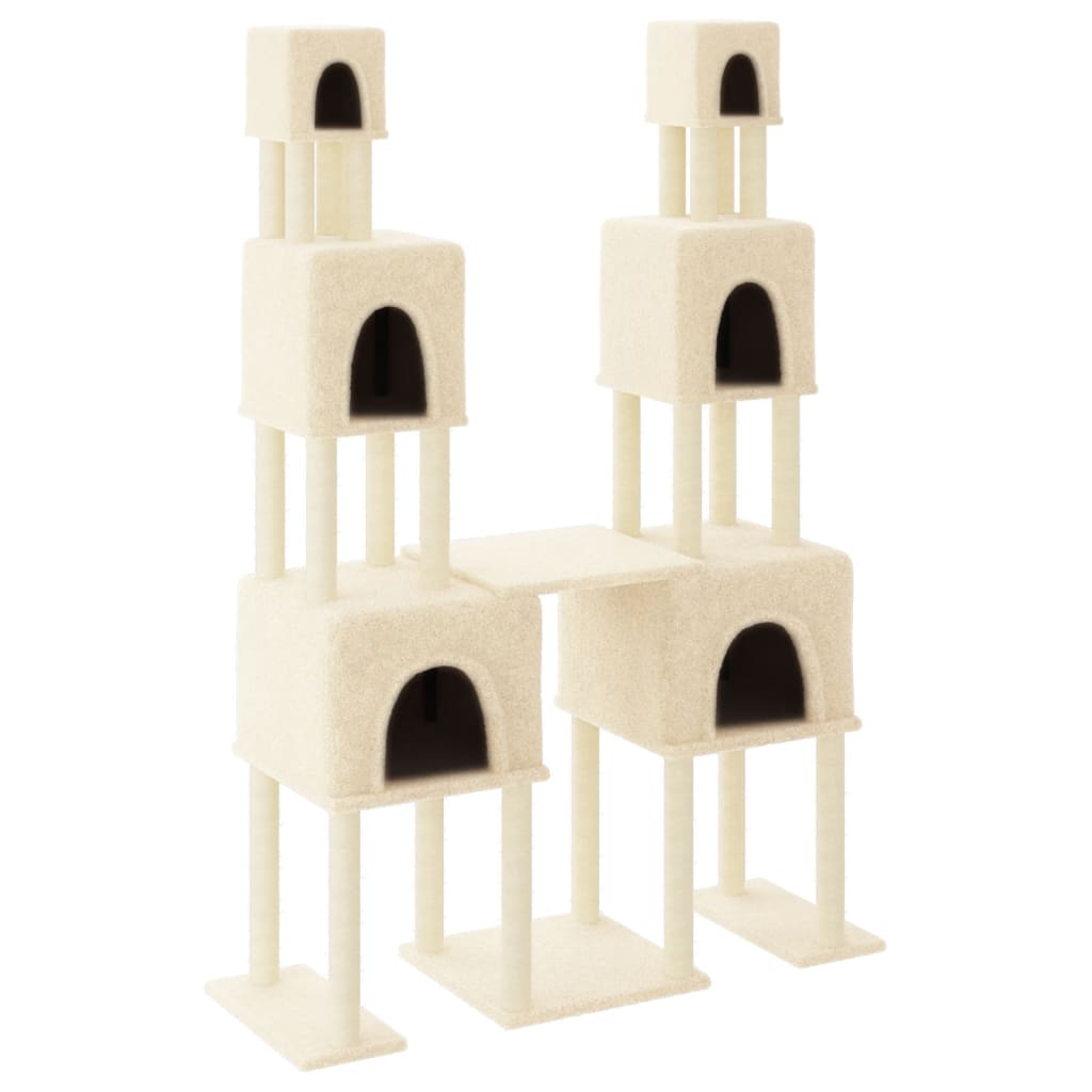 vidaXL Rascador para gatos con postes de sisal color crema 199 cm