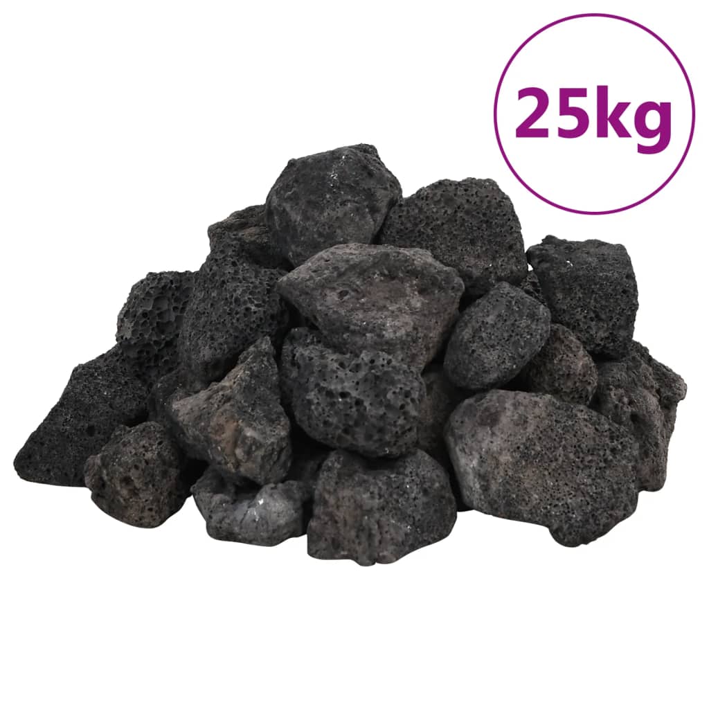vidaXL Rocas volcánicas negras 25 kg 3-5 cm