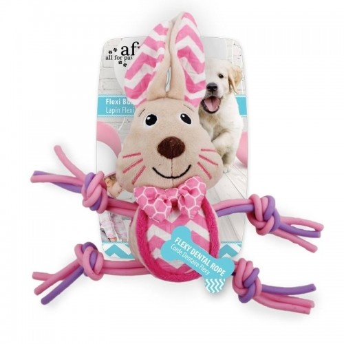 All for paws conejo de juguete beige y rosa para cachorros