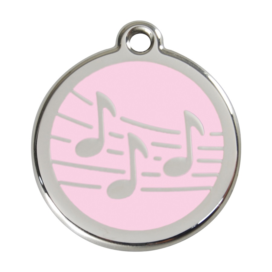 Placa identificativa Acero Inoxidable Esmalte Música Rosa para perros