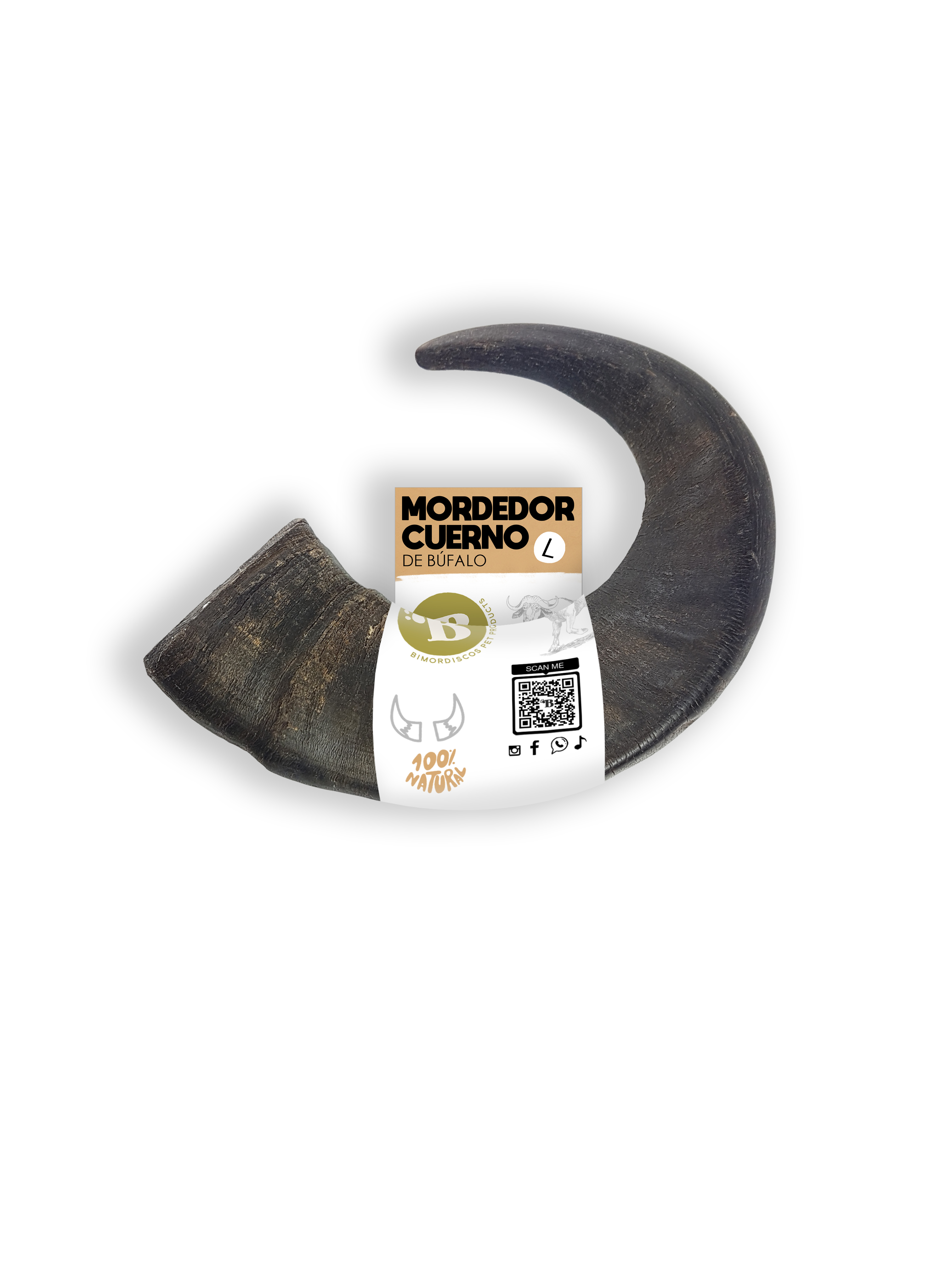 BIMORDISCOS Cuerno de búfalo para perros Pack 2 x M