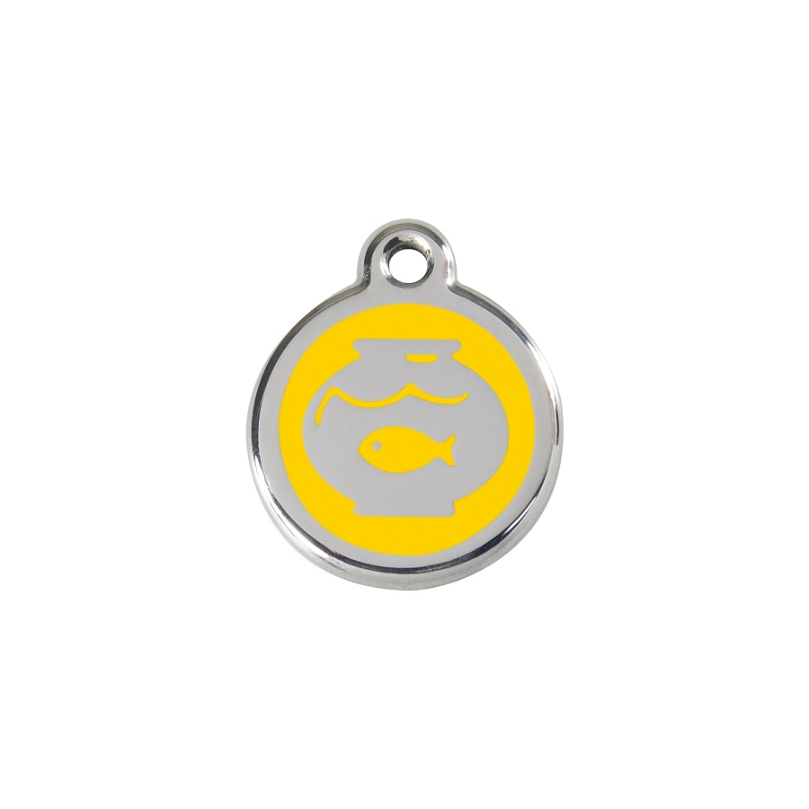 Placa identificativa Acero Inoxidable Esmalte Pecera Amarillo para gatos
