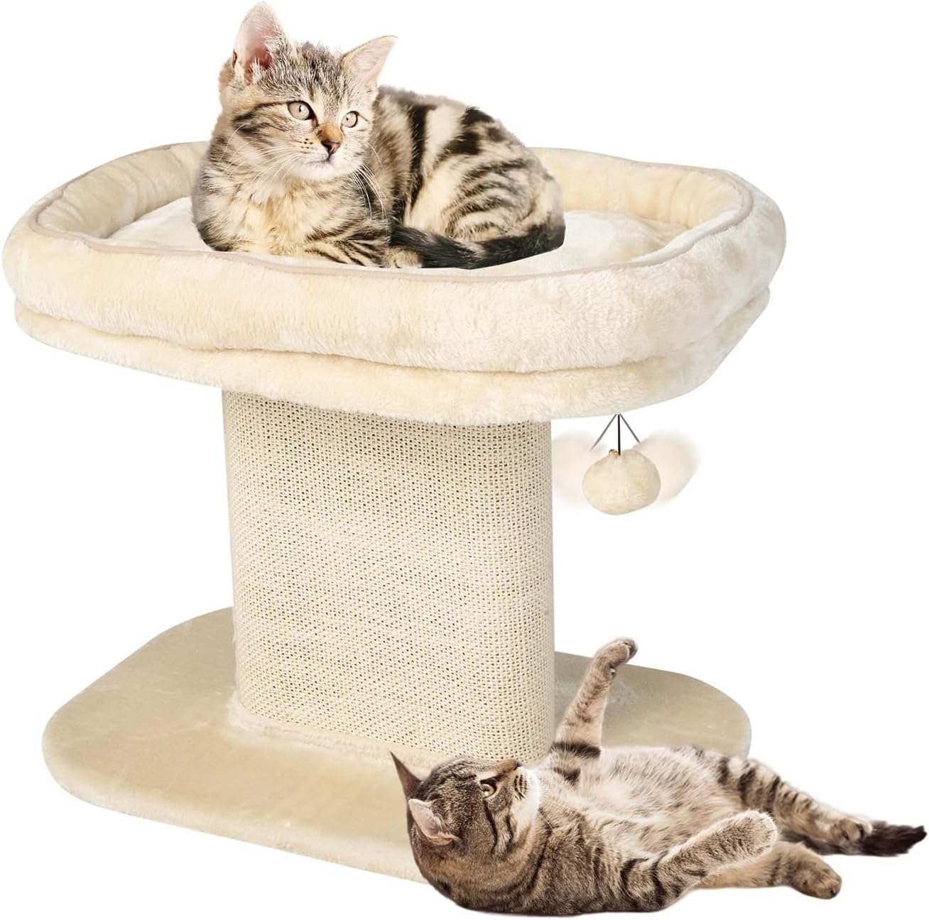 COSTWAY Árbol Rascador para Gatos Pequeño, Altura 50 cm, Torre de Actividades para Gatos con Soporte de Peluche y Poste Rascador de Sisal, Bola,