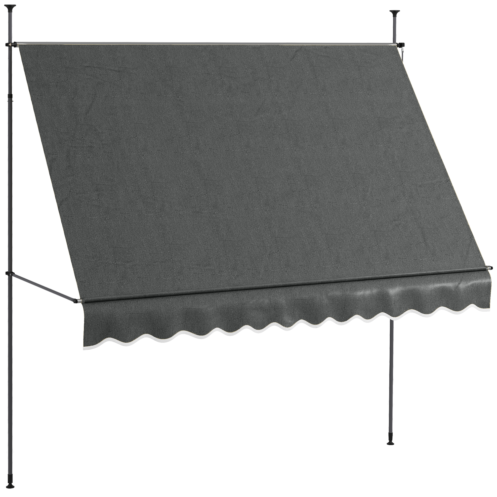 Outsunny Toldo Manual Retráctil con Manivela 200x120x210-300 cm Toldo para Balcón con Altura Ajustable Impermeable y Anti-UV para Jardín Terraza Gris
