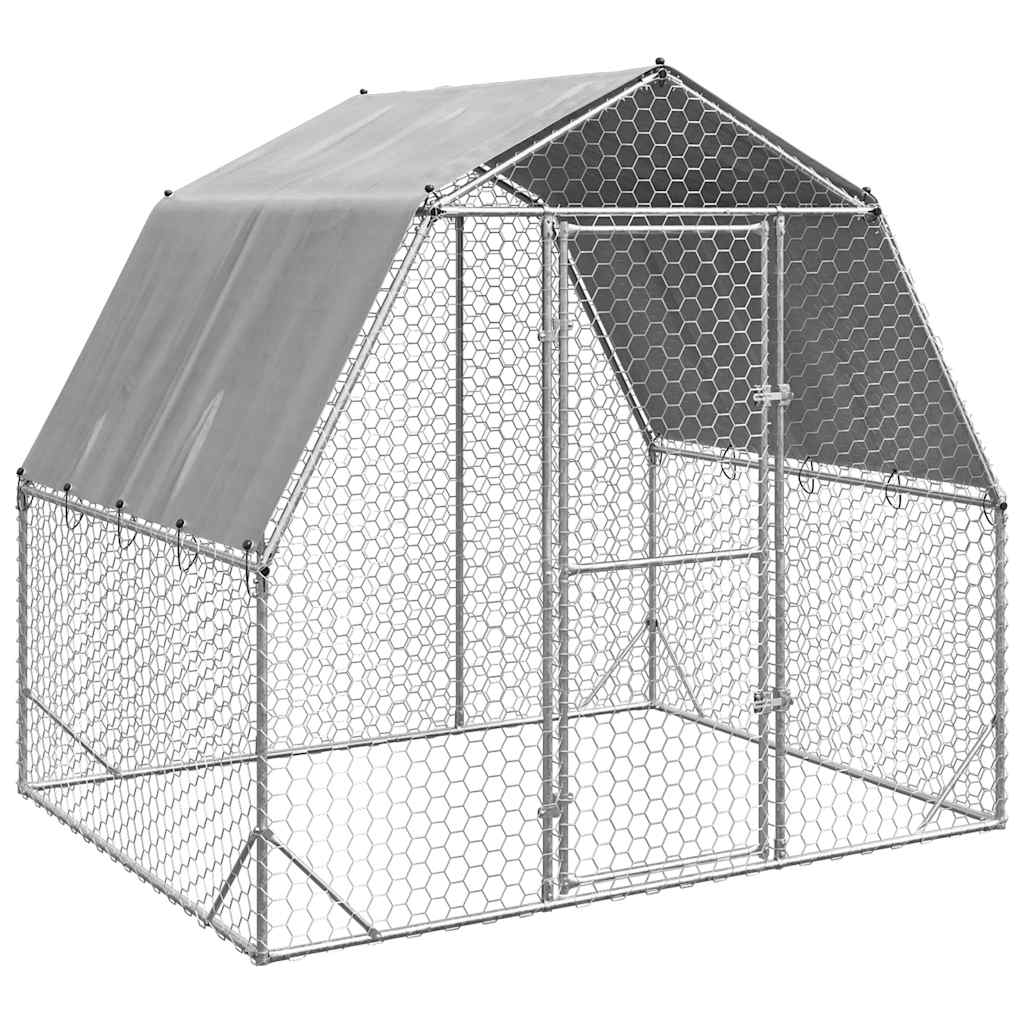 vidaXL Gallinero con techo 2,5x4x2,25 m acero galvanizado