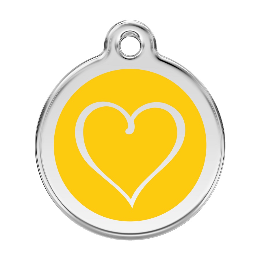 Placa identificativa Acero Inoxidable Esmalte Tribal Corazón Amarillo para perros